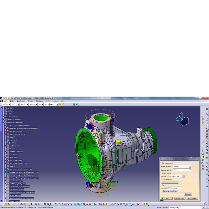 Konstruktionsbeispiele – Hinterachsgehäuse Parametrische Bauteilkonstruktion mit Anpassungen an das Fertigungsverfahren.